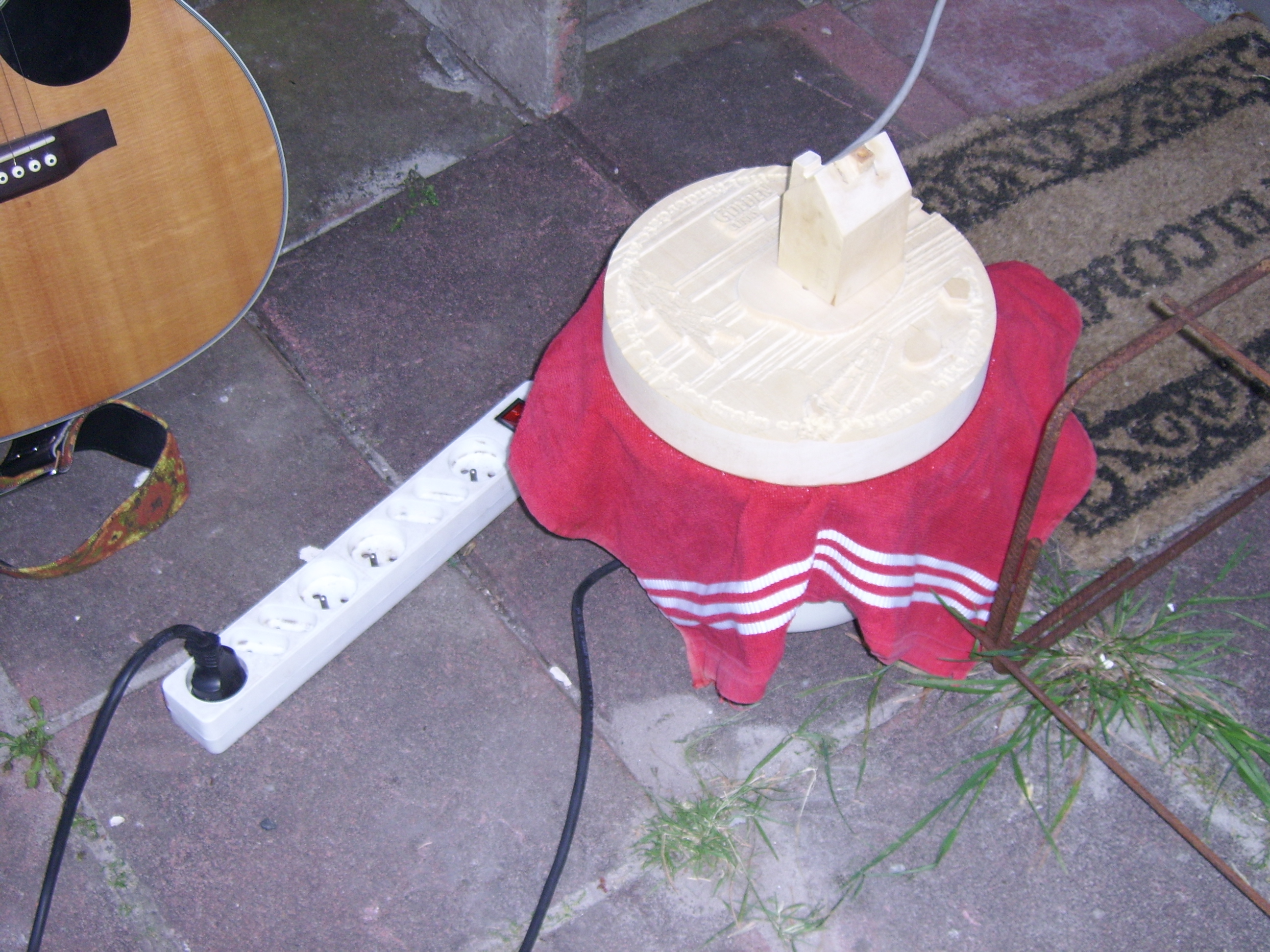 a cutlery set standing on a table
